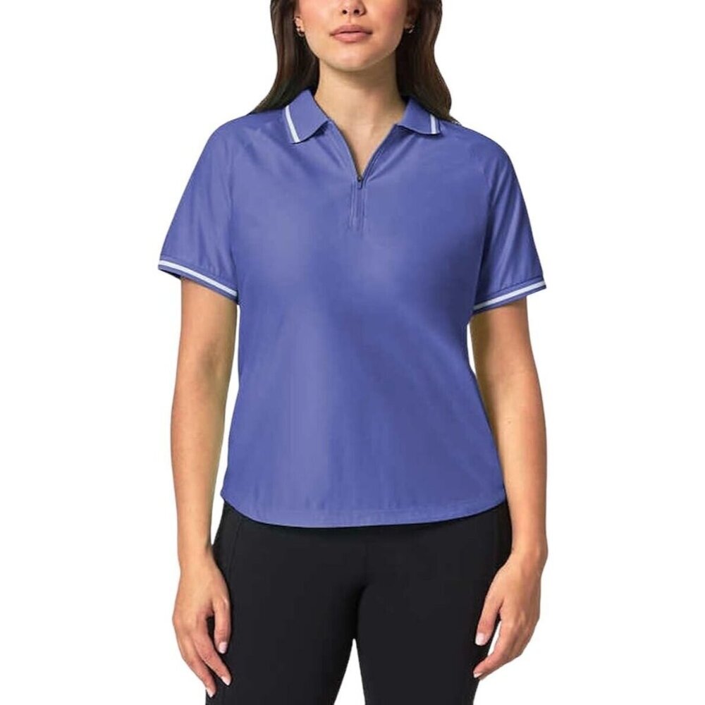 Mondetta Women Size XXL Purplish Blue 1/4-Zip Short Sleeve‎ Mesh Polo Shirt NWT